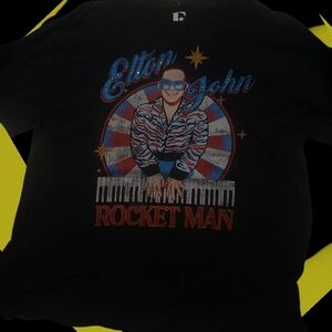 Elton John Rocket Man Graphic Tee - Black